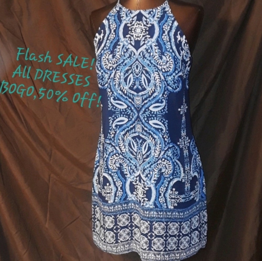 ** A.Byer S/Less Lined Midi Slip Dress Sheer Blue